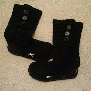 Women's Knit Pink Ribbons Boots